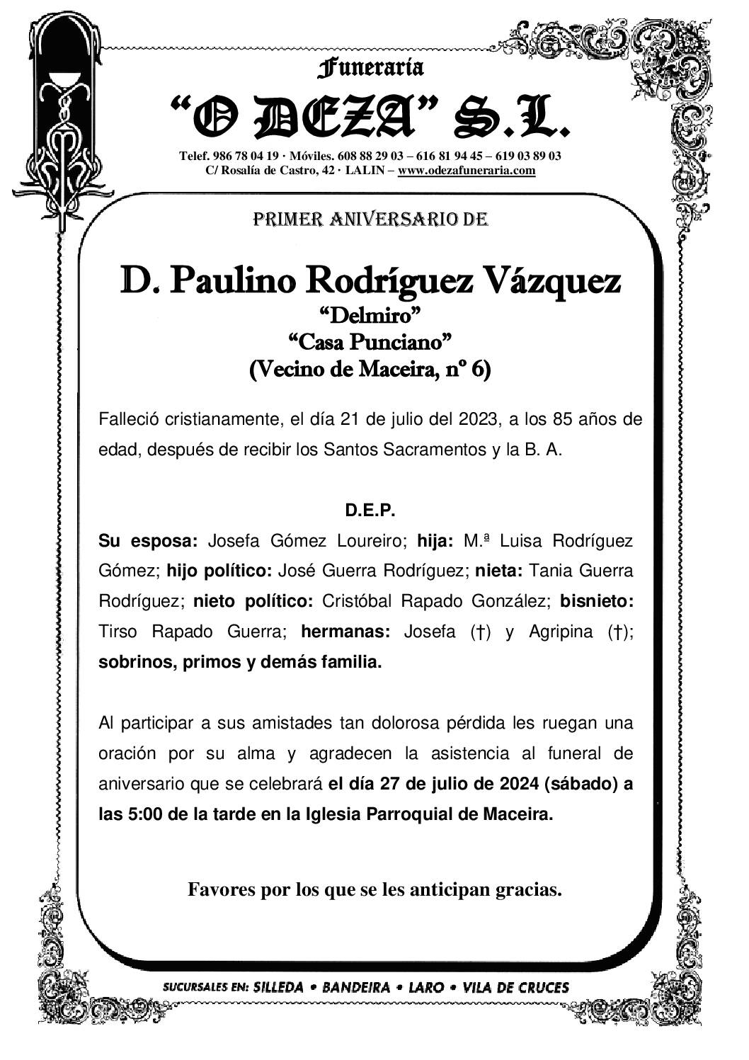 D. PAULINO RODRÍGUEZ VÁZQUEZ