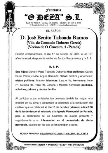 D. JOSÉ BENITO TABOADA RAMOS