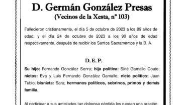 DÑA. OLGA SENRA VARELA Y D. GERMÁN GONZÁLEZ PRESAS