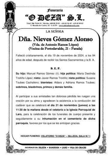 DÑA. NIEVES GÓMEZ ALONSO