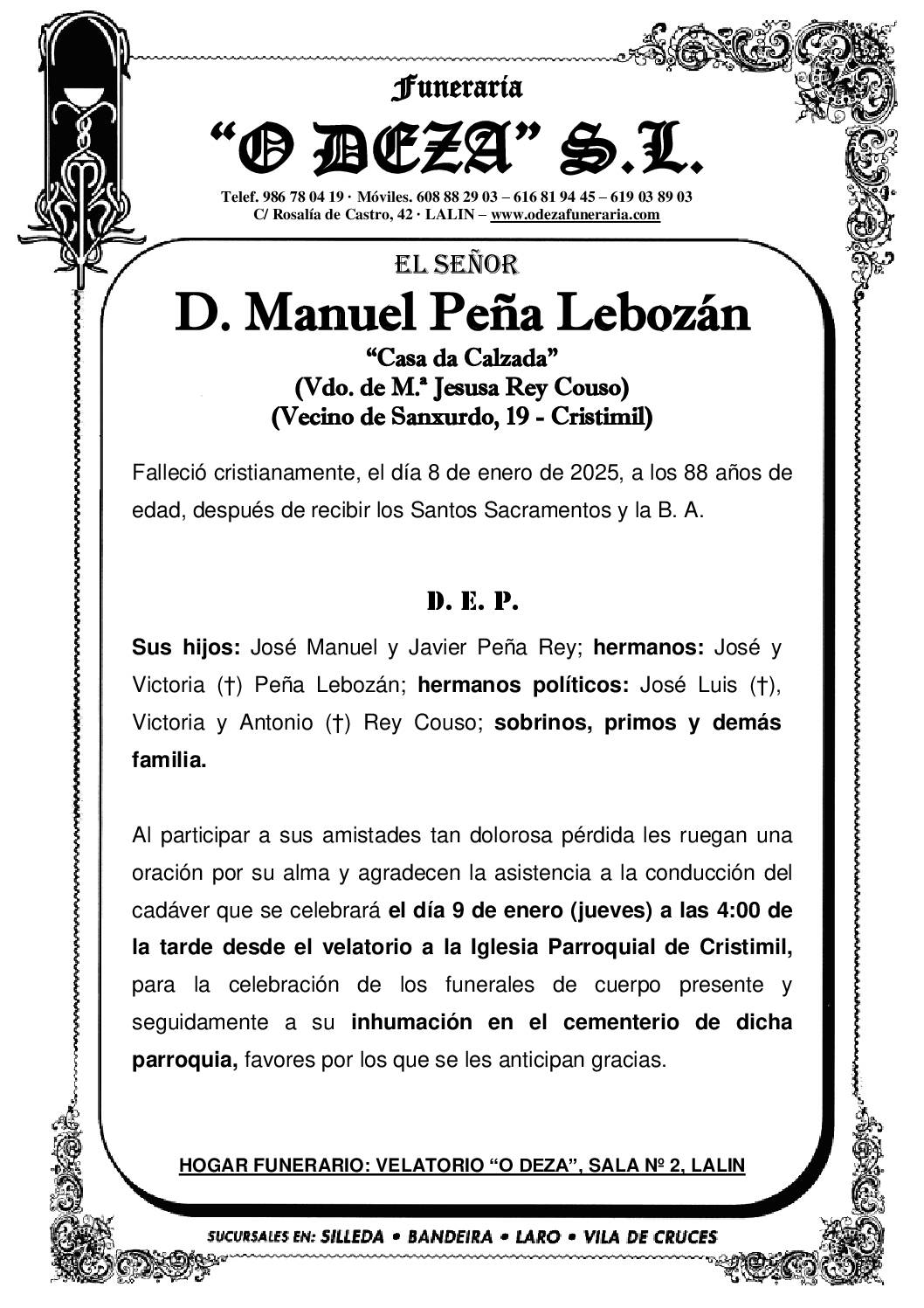 D. MANUEL PEÑA LEBOZÁN