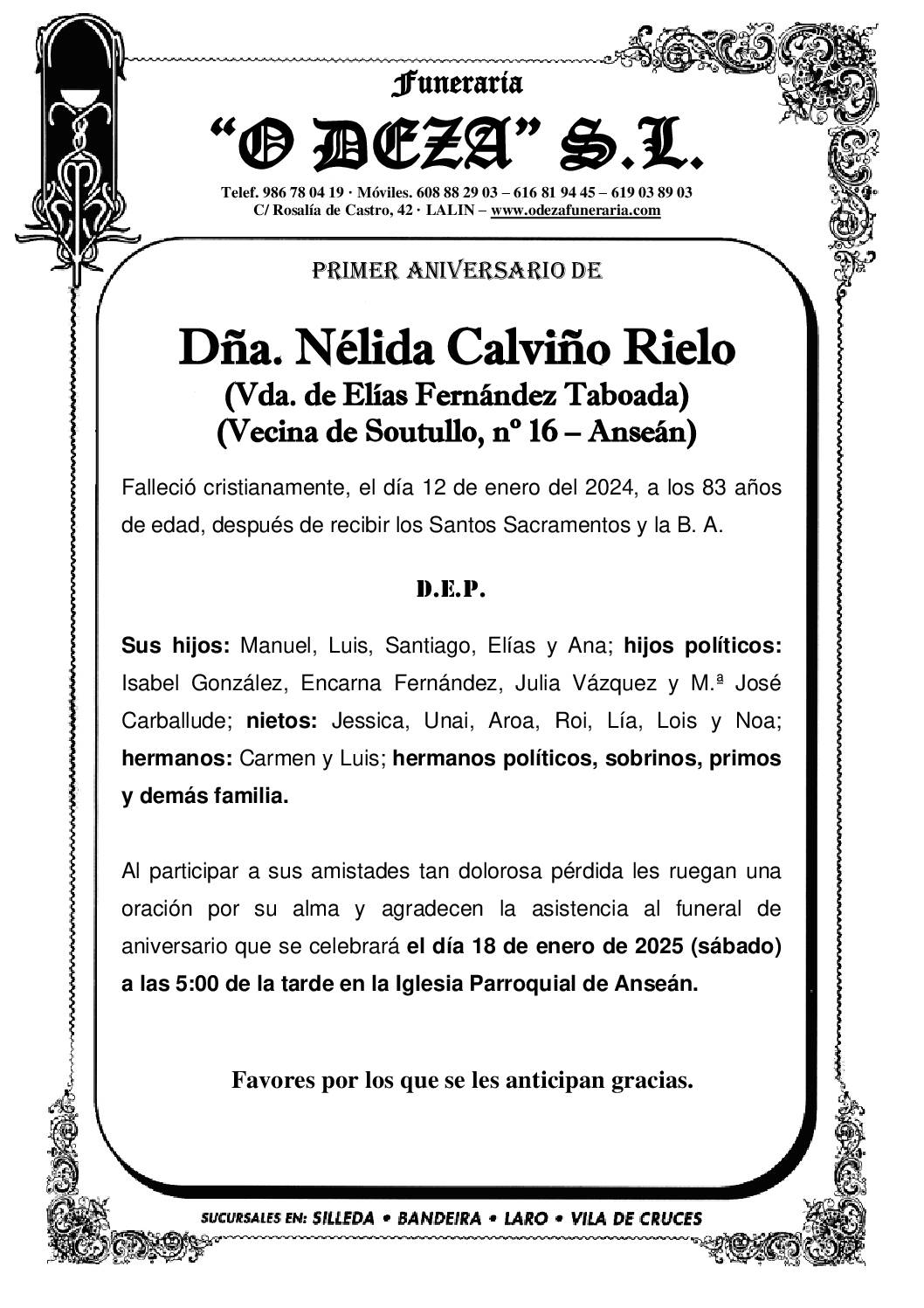 DÑA. NÉLIDA CALVIÑO RIELO