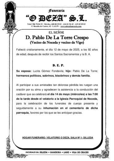 D. PABLO DE LA TORRE CRESPO