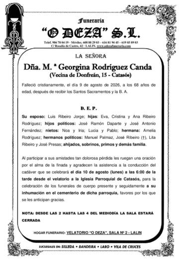 DÑA. M.ª GEORGINA RODRÍGUEZ CANDA